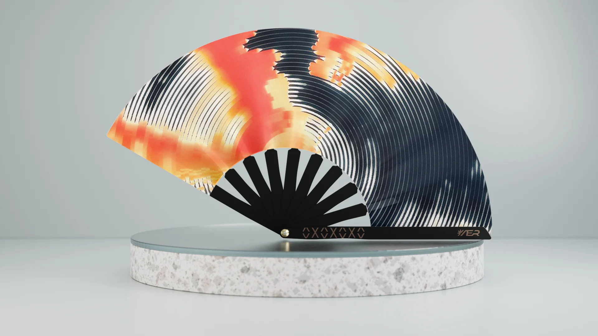 Full AER fan showing its shared black structure and interchangeable printed surface