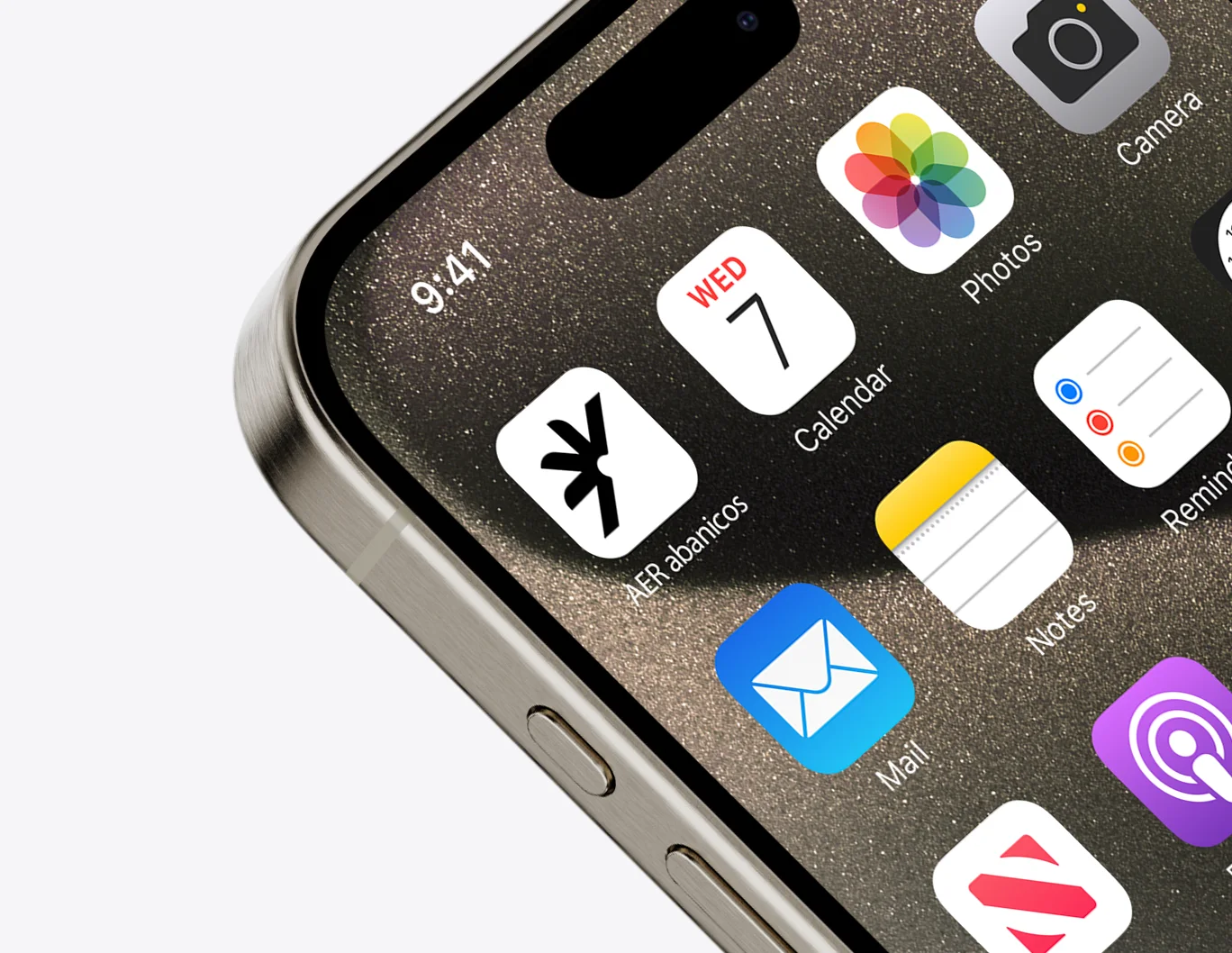 Close view of the AER application touchpoint on an iPhone