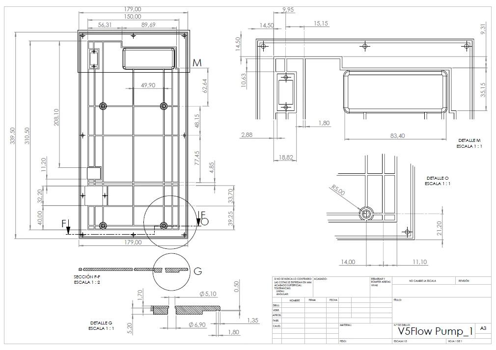 Original engineering drawing documenting the interface plate dimensions and details