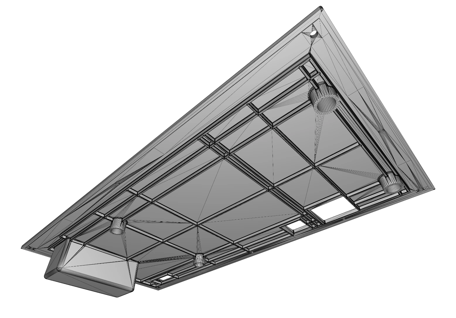 Wireframe view of the interface underside geometry