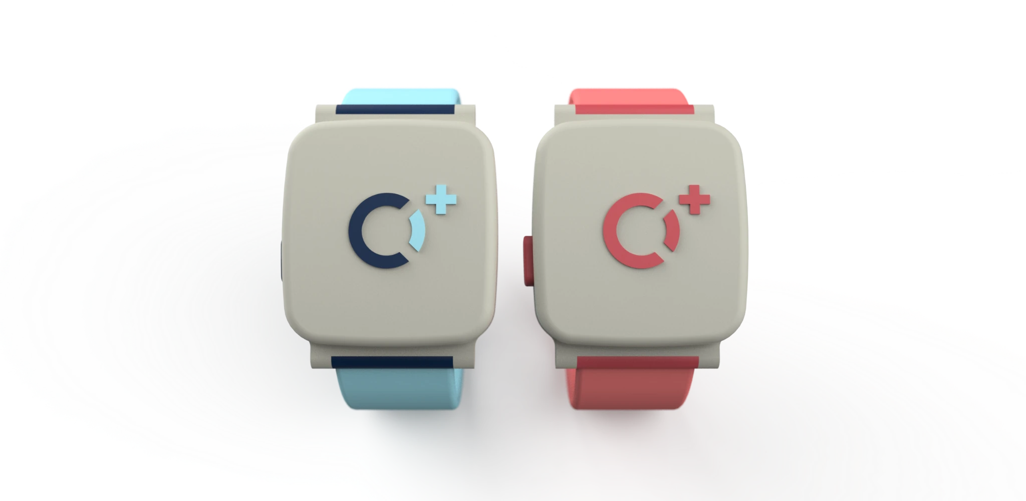 Front views of the blue and red OXEEN Watch variants