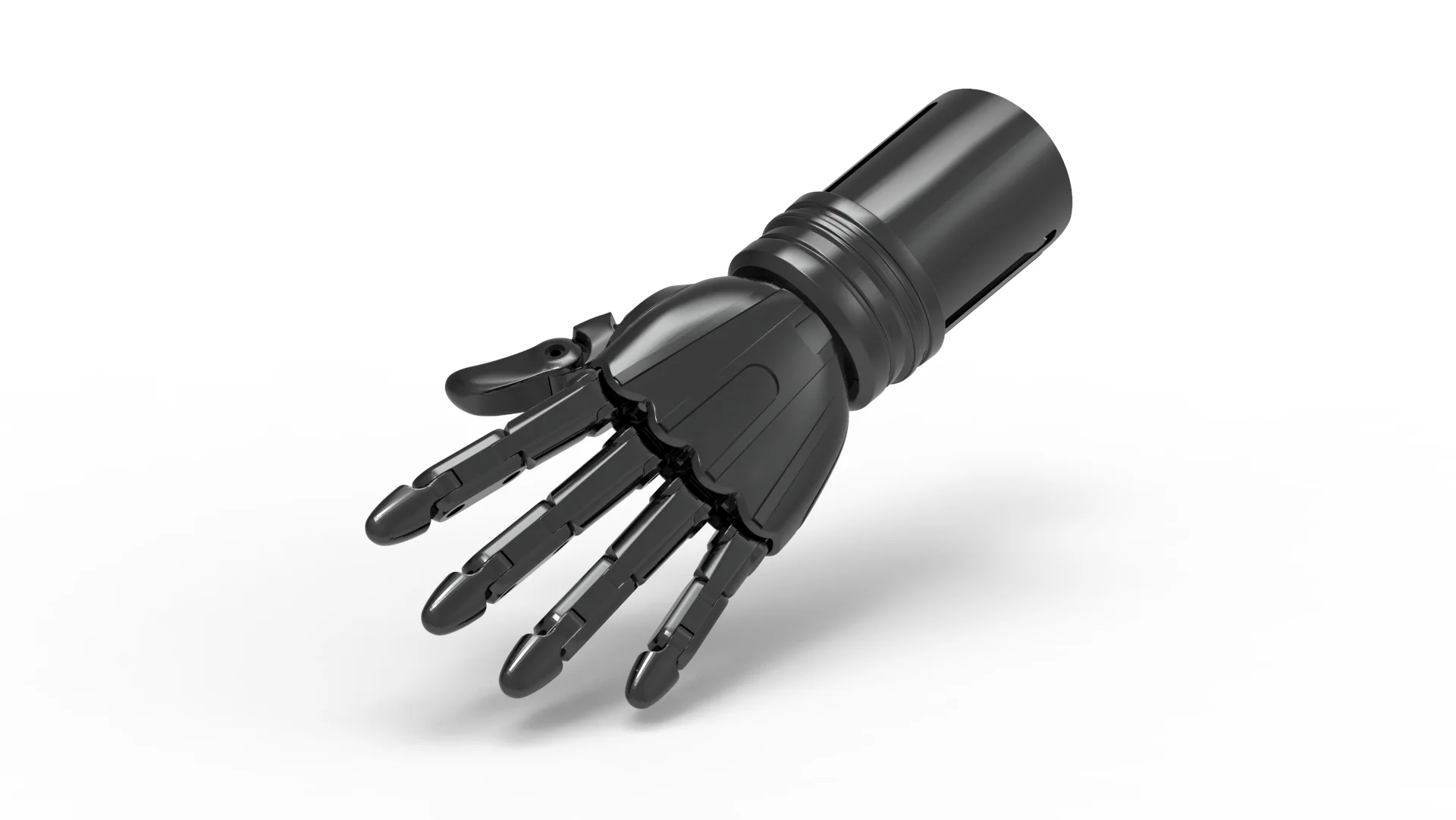 CAD render of the custom semi-rigid hand prosthesis