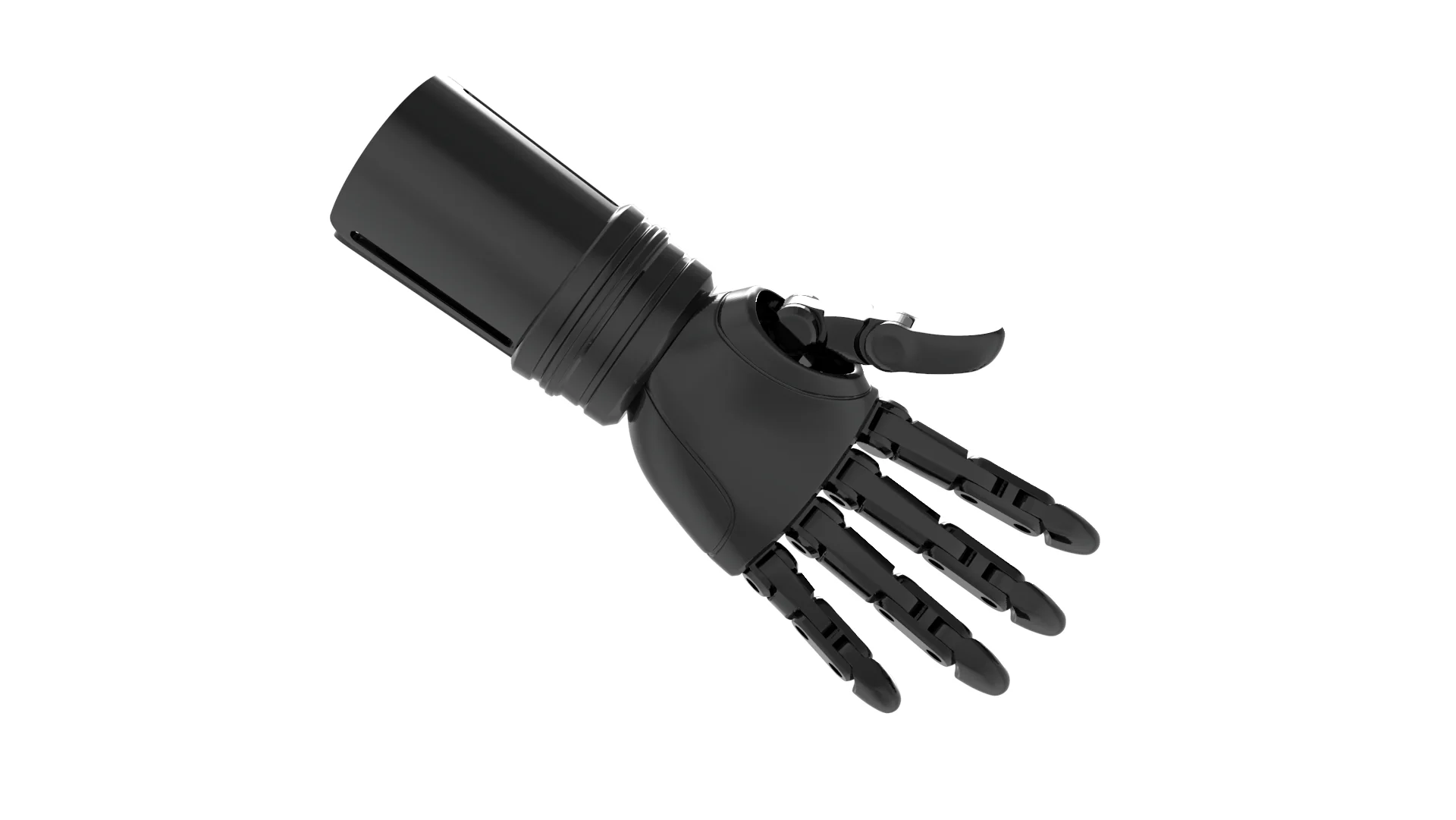 Palm-side CAD view of the prosthesis