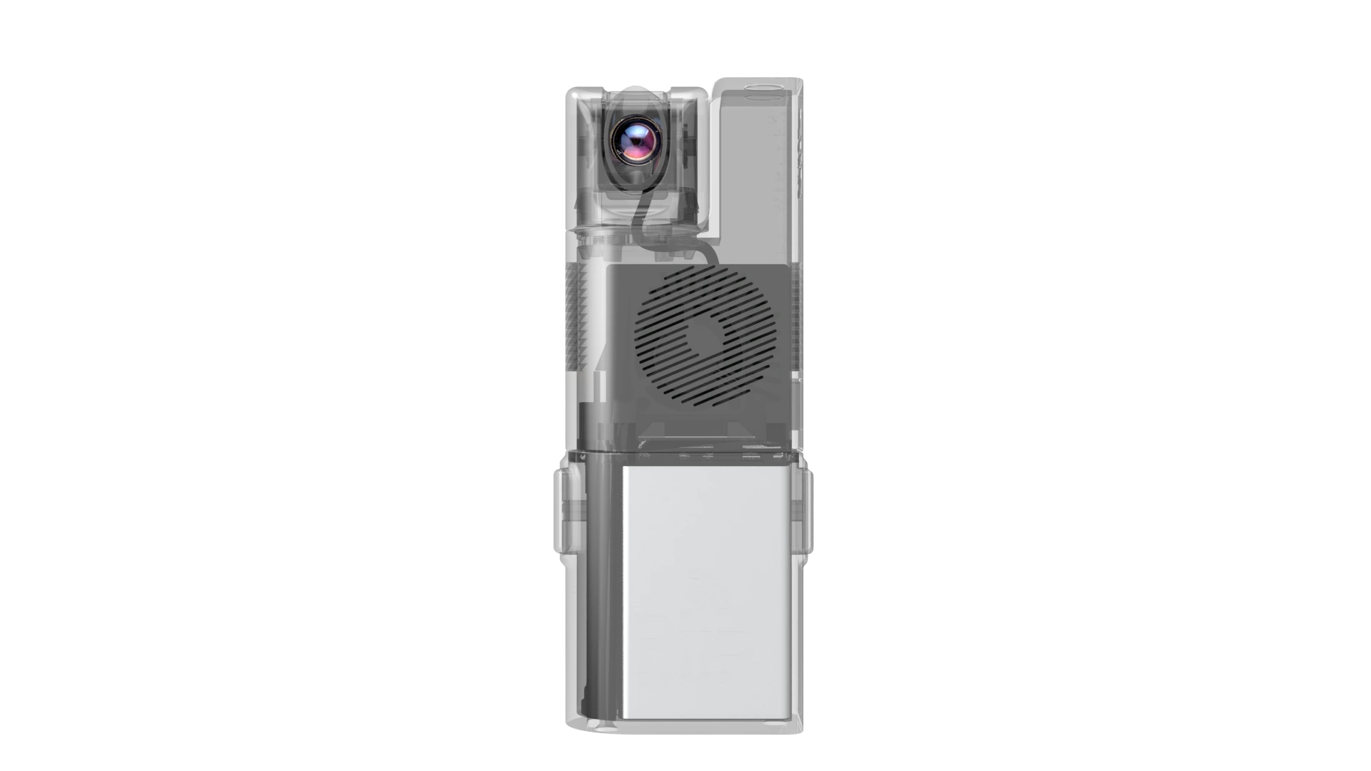 Transparent front view of Piip Camo internal architecture