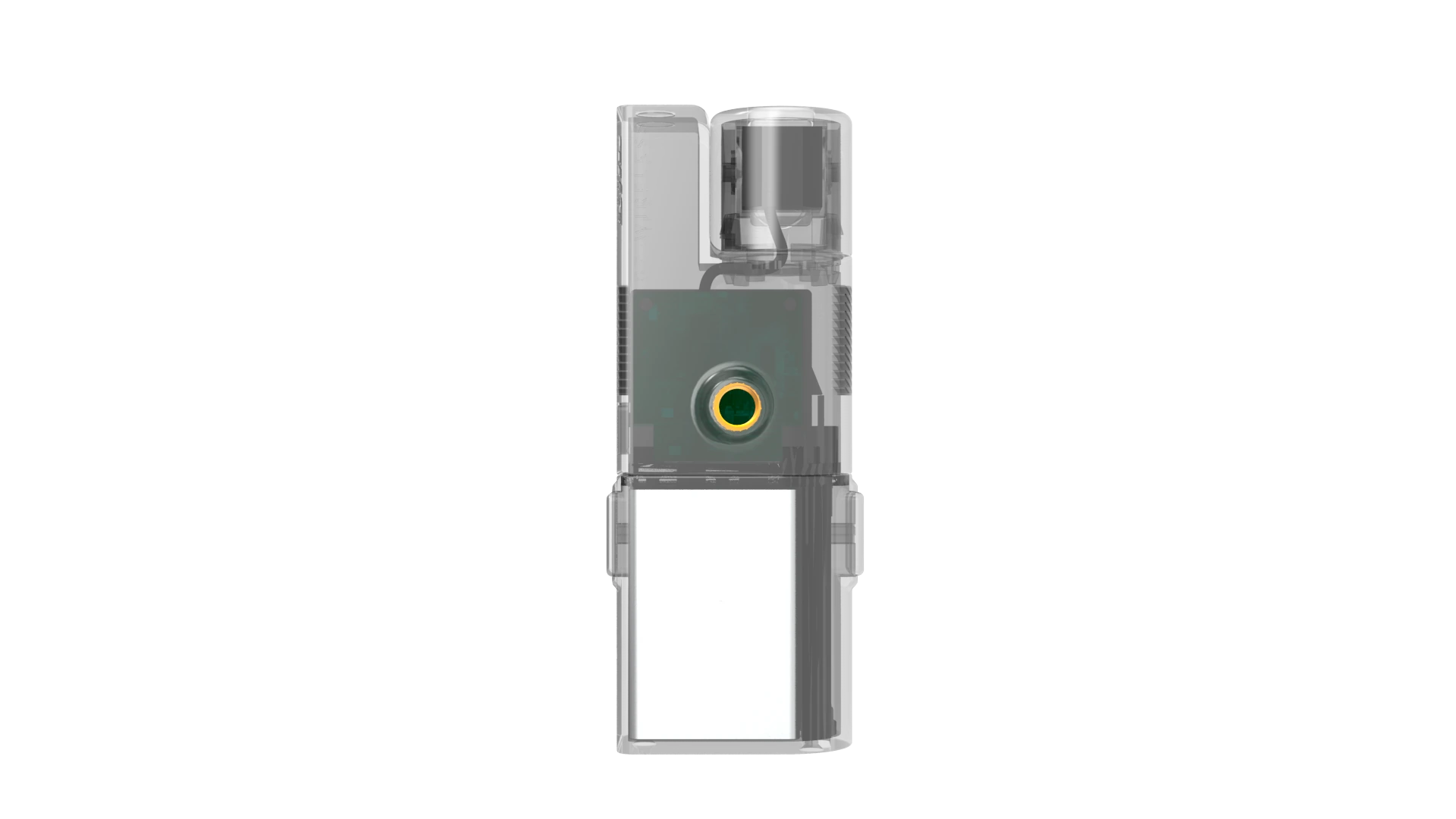 Transparent rear view of Piip Camo internal architecture