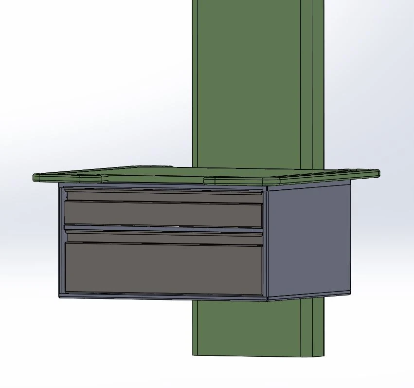 Closed front view of the fabricated drawer enclosure design