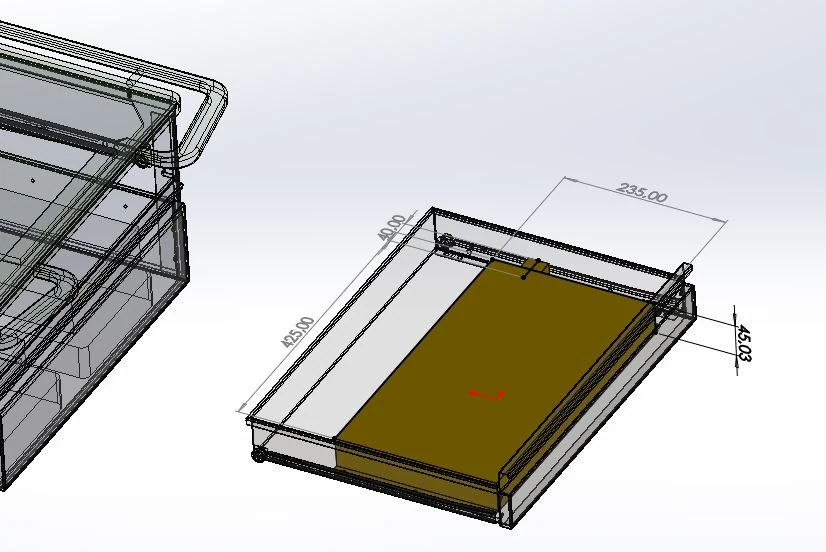 Technical layout of the equipment-specific upper drawer