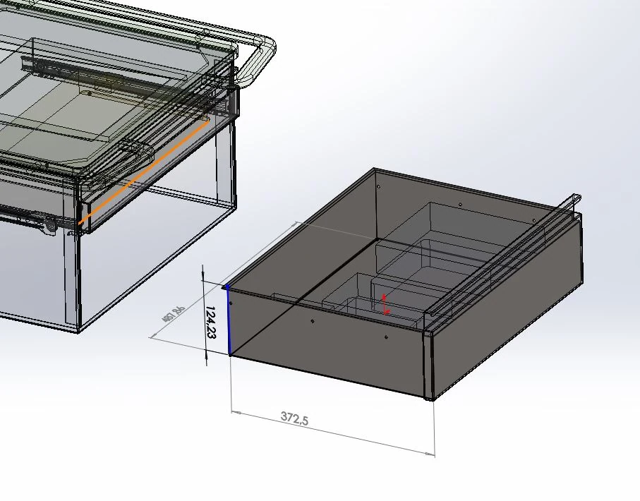 Technical layout of larger hardware within the lower drawer