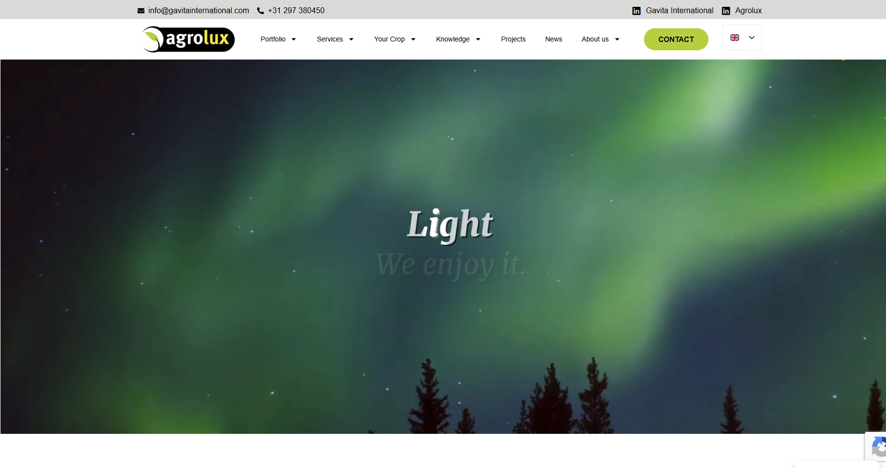 Agrolux website landing page
