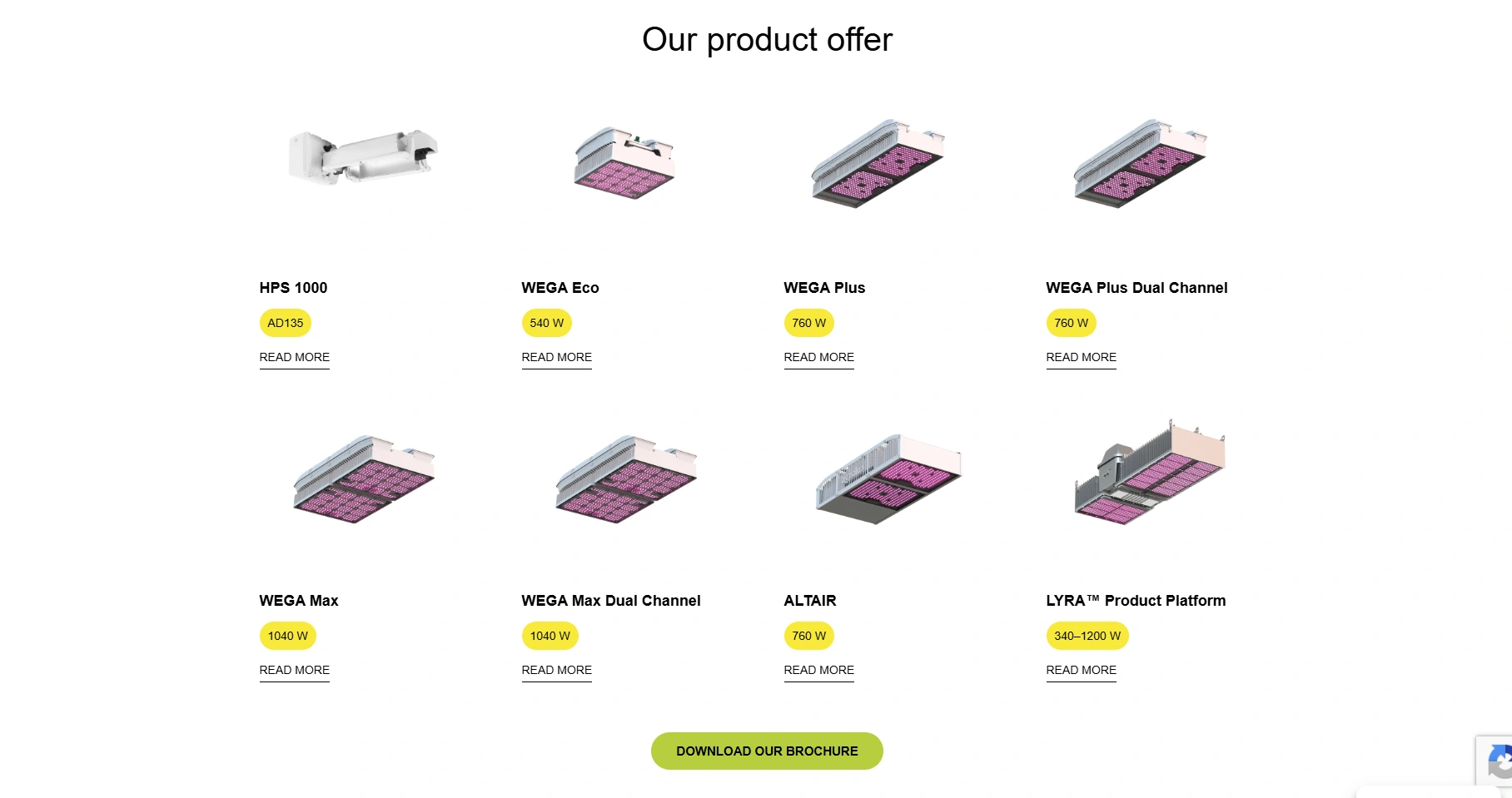 Agrolux product catalogue grid