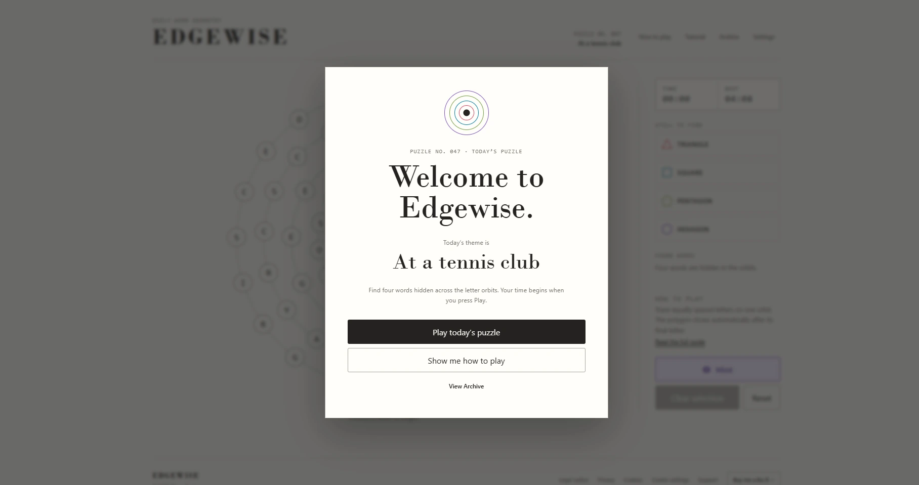 Edgewise welcome and onboarding modal
